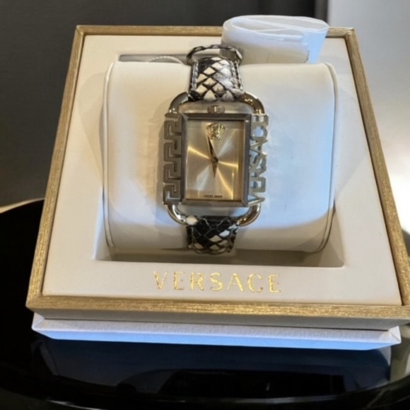 VERSACE Women's Flair Stainless Steel & Leather Strap Watch - NWT - Picture 2 of 12